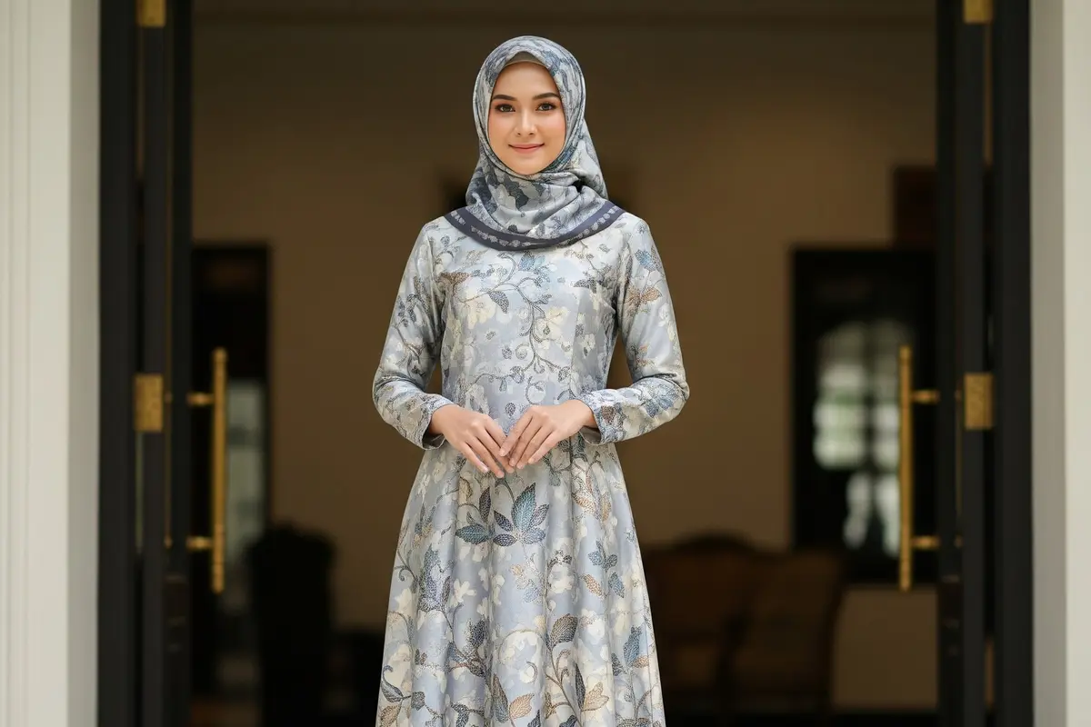 9 Model Gamis Batik Satin Dove yang Tidak Terlalu Mengkilap, Elegan Tanpa Kilau Berlebihan