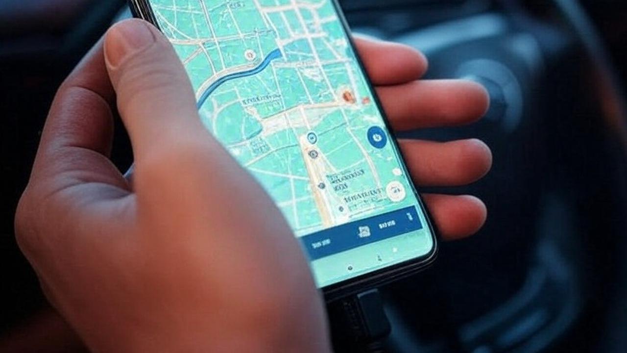 Cas HP di mobil sambil membuka google maps