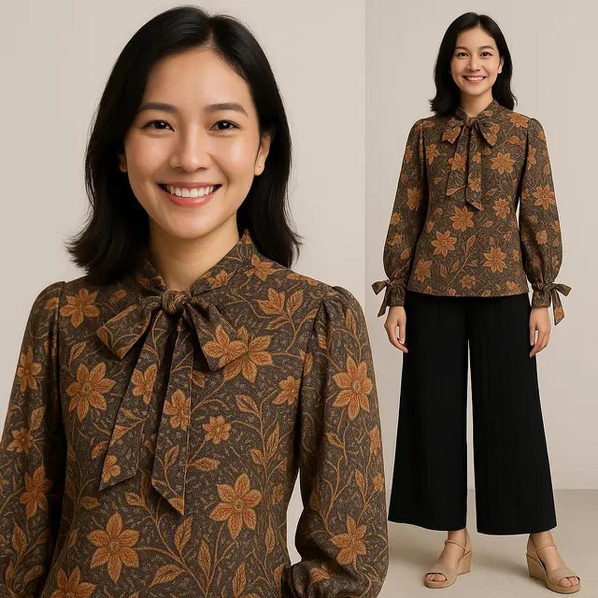 10 Model Blouse Batik Lengan Bishop yang Lagi Tren, Bikin Kamu Fashionable
