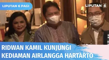 Ridwan Kamil kunjungi kediaman dinas Airlangga Hartarto dan langsung disambut hangat. Airlangga menyatakan silaturahmi membahas sejumlah hal di antaranya mengenai persoalan ekonomi Jawa Barat hingga perkembangan politik Tanah Air yang tidak menutup k...