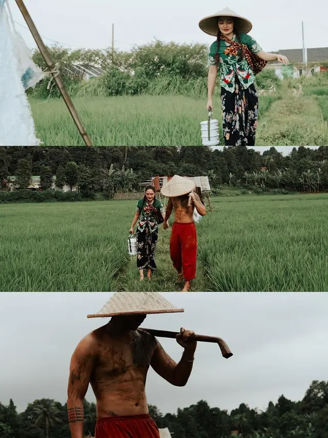 7 Pemotretan Siti Badriah dengan Krisjiana Baharudin di Sawah Ini Curi Perhatian