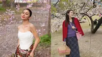 Potret 7 Artis Berburu Bunga Sakura ke Jepang, Ariel Tatum Pemotretan Pakai Batik