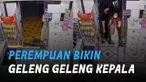 Aksi perempuan kesulitan membuka pintu minimarket menarik perhatian.