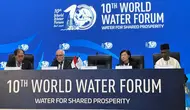 Konferensi pers World Water Forum-10 di Bali Nusa Dua Convention Center (BNDCC), Bali, Kamis (24/5/2024). (Liputan6/Benedikta Miranti)