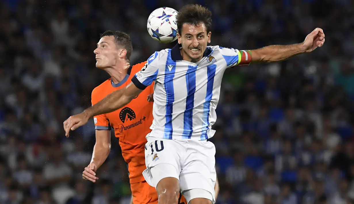Real Sociedad dan Inter Milan harus berbagi angka usai bermain imbang 1-1. (AP Photo/Alvaro Barrientos)