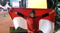 Aries Susanti Rahayu meraih emas dari nomor women's speed panjat tebing Asian Games 2018. (