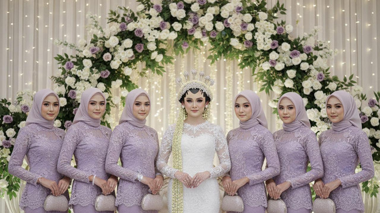 7 Model Gamis Brokat Soft Color Tapi Tetap Tampil Stand Out untuk Bridesmaid Berhijab 2025