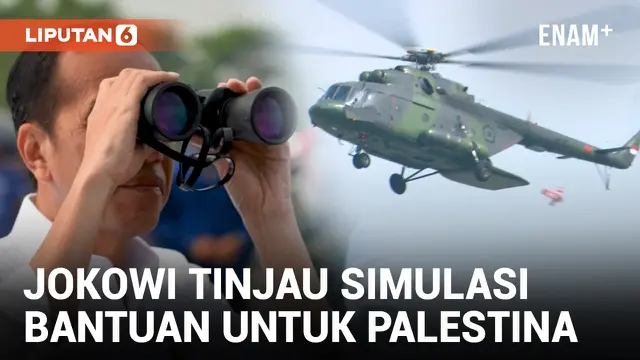 Presiden Jokowi Tinjau Kesiapan Alutsista dan Simulasi Bantuan Udara untuk Palestina