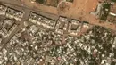 Foto satelit yang diambil dari Maxar Techonologies ini menunjukkan gambaran umum lingkungan Izbat Beit Hanoun di Jalur Gaza pada tanggal 10 Oktober 2023. (Satellite image ©2023 Maxar Technologies / AFP)