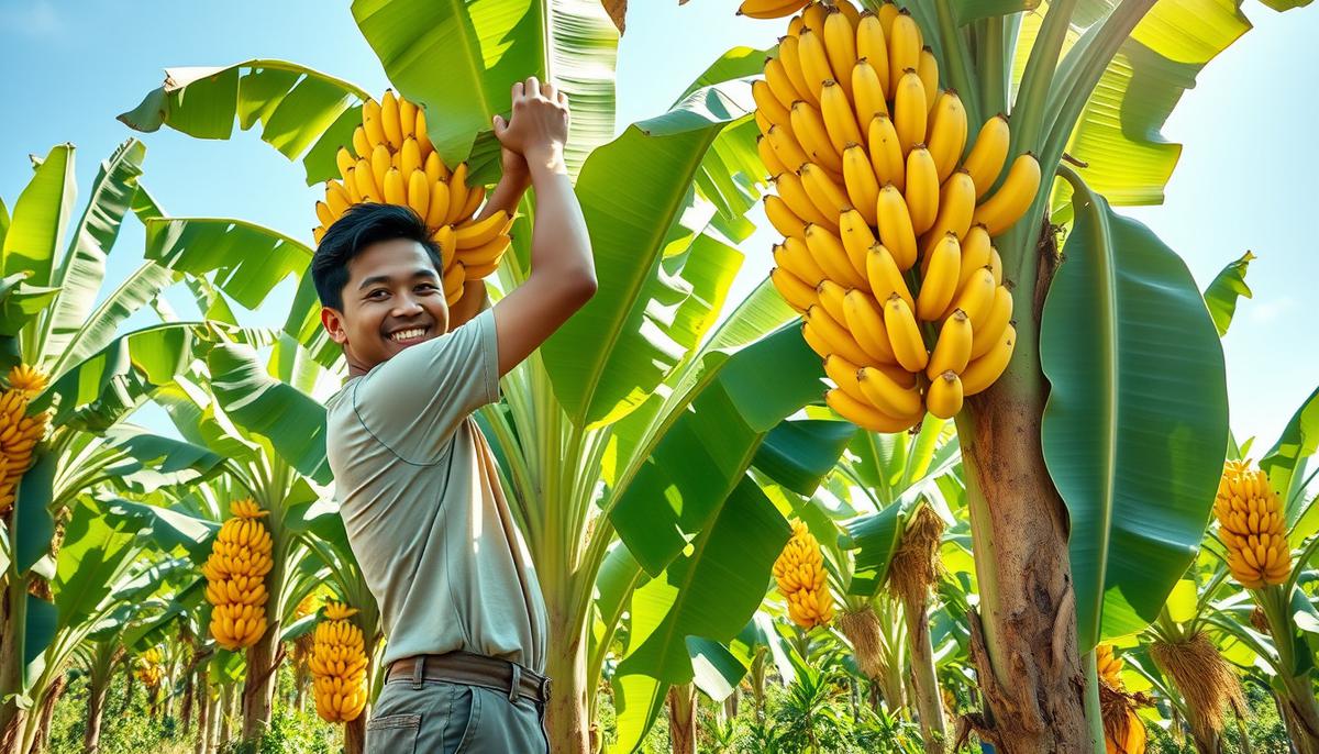 Ilustrasi panen pisang matang