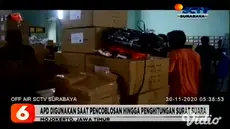 Komisi Pemilihan Umum (KPU) Kabupaten Mojokerto Sabtu pagi (28/11) mulai mendistribusikan logistik pemilu, berupa alat pelindung diri (APD) ke 18 kecamatan menggunakan 8 truk boks.