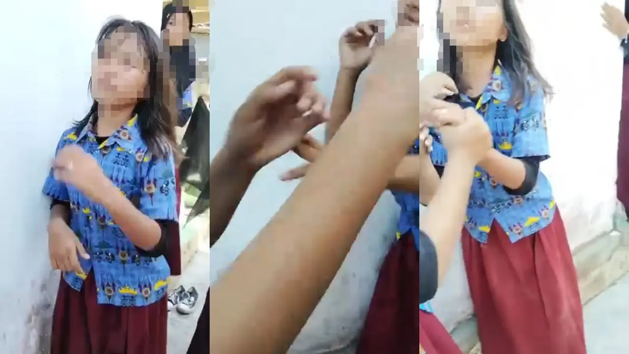 Tangkapan layar video viral, siswi SD di Lampung korban perundungan oleh temannya