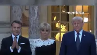 Momen Tak Terduga di Pertemuan Pemimpin Dunia, Trump Macron dan Brigitte 'Bingung' Saat Foto Bareng