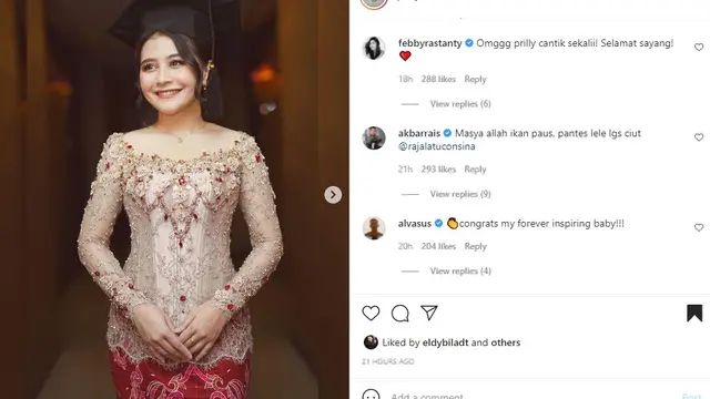 Prilly Latuconsina cantik pakai kebaya saat wisuda (Foto: Instagram/@prillylatuconsina96)