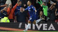 Eden Hazard mengantarkan Chelsea meraih kemenangan atas Liverpool pada laga babak ketiga Piala Liga Inggris (26/9/2018). (AFP/Paul Ellis)