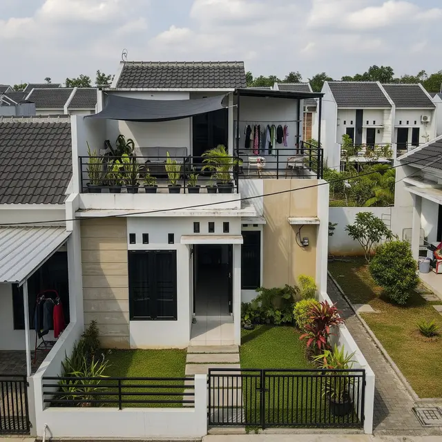9 Contoh Rumah Type 45 dengan Rooftop dan Taman Samping Kecil, Hunian Modern