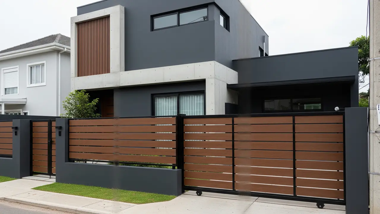 Gambar Fasad Rumah Minimalis dengan Pagar Horizontal