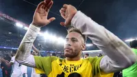 Neymar mencetak satu gol saat Paris Saint-Germain menang 2-1 atas Liverpool, pada laga kelima Grup C Liga Champions, di Parc des Princes, Rabu (28/11/2018) malam waktu setempat. (AFP/Franck Fife)