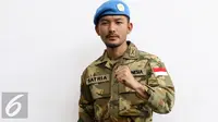 Rio Dewanto tampak gagah mengenakan seragam TNI untuk film I Leave My Heart in Lebanon. (Herman Zakharia/Liputan6.com)