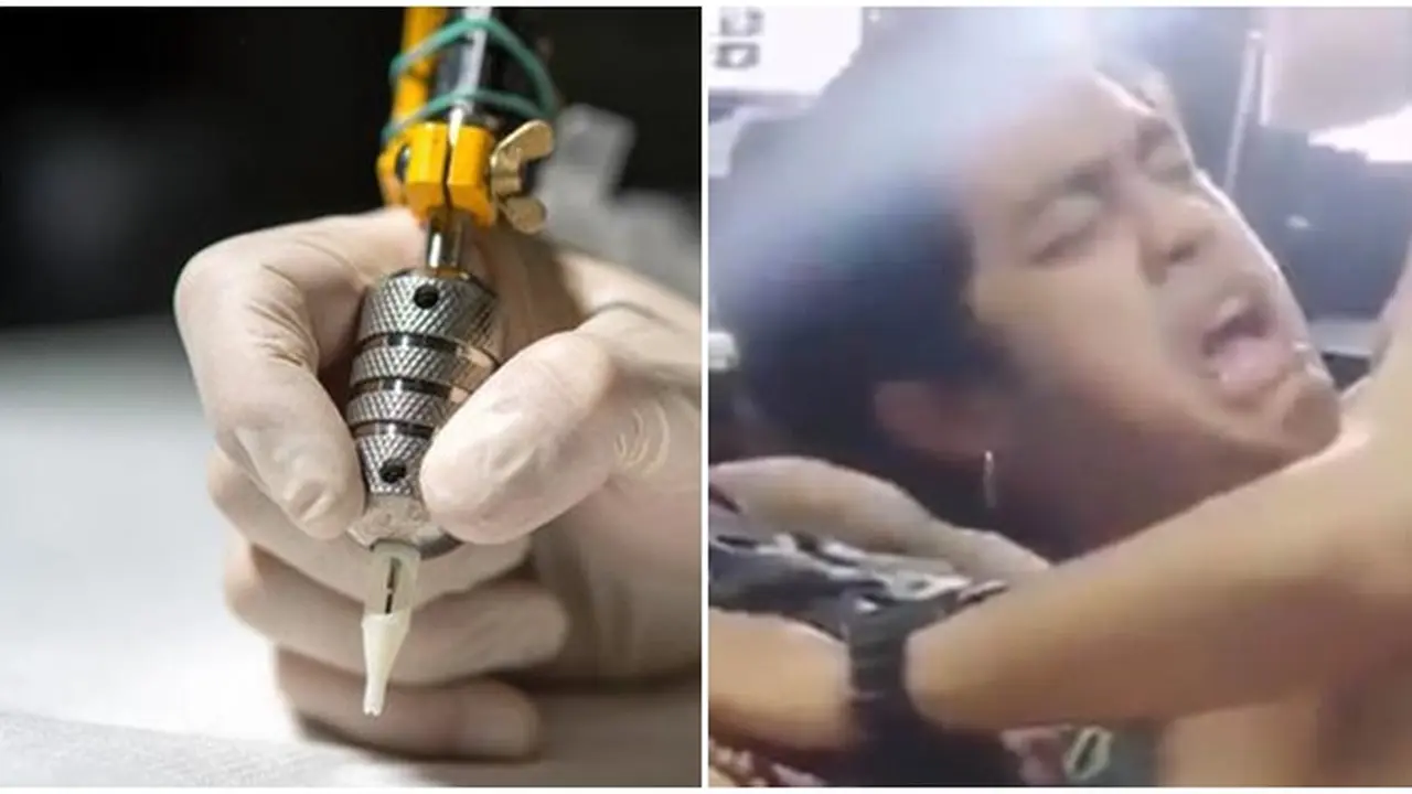 Berlebihan, Pria Ini Teriak Selama Tubuhnya Ditato Bikin Ngakak