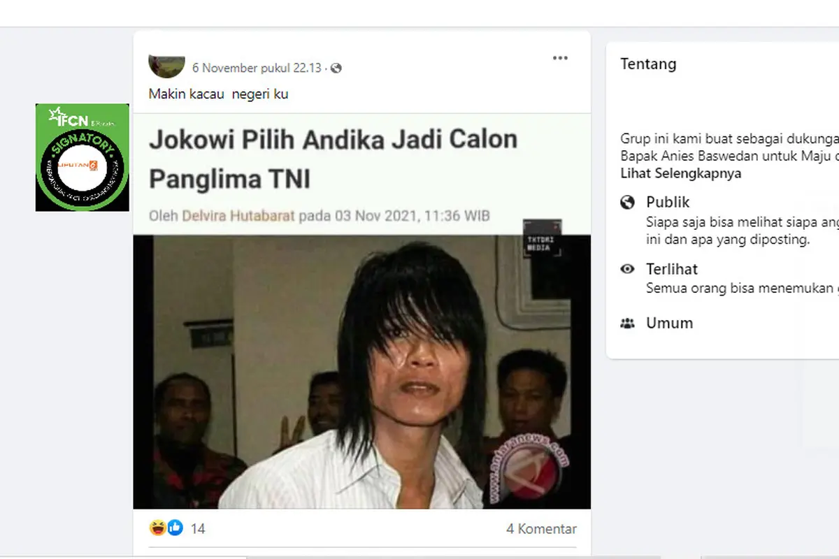 Cek Fakta Liputan6.com menelusuri klaim foto calon Panglima TNI pilihan Jokowi
