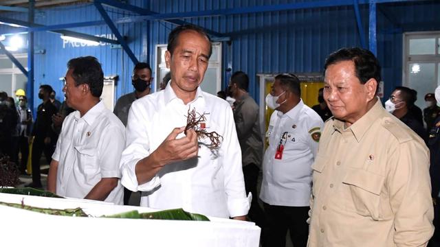 Ditemani Menhan Prabowo Subianto, Presiden Jokowi Tinjau Pengolahan Budidaya Rumput Laut di Maluku
