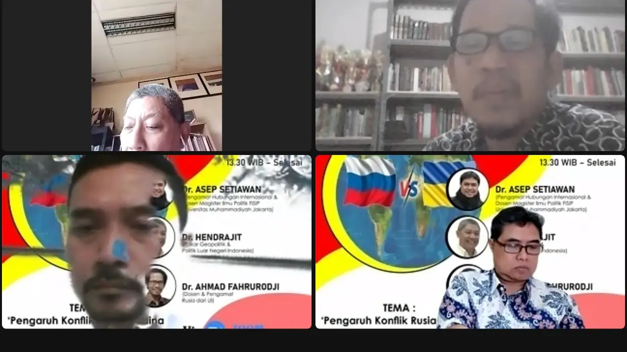Webinar "Pengaruh Konflik Rusia-Ukraina Terhadap Pelaksanaan Presidensi G20" yang digelar Salemba Institute. (Ist)