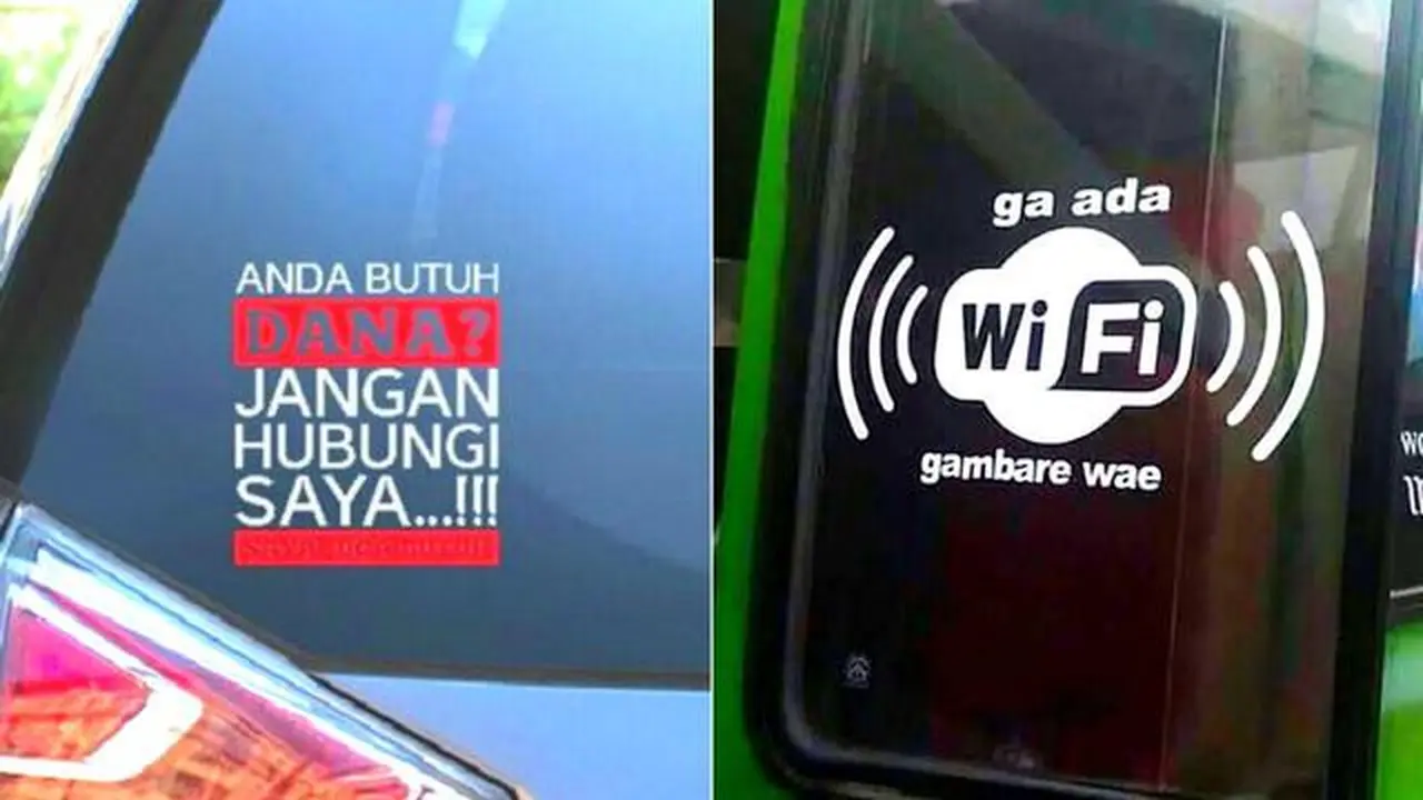 Tulisan nyeleneh di bodi mobil (ist)