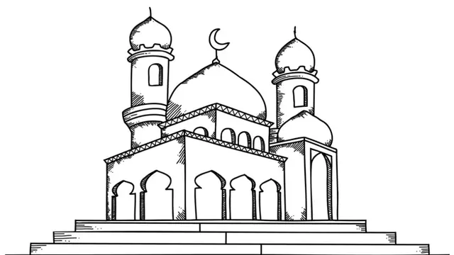 Gambar mewarnai masjid