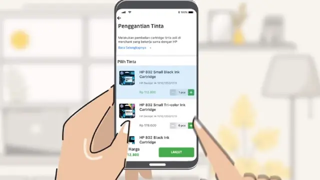 Contoh pemesanaan tinta asli HP di aplikasi Go-Life