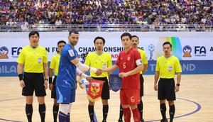 Timnas Futsal Indonesia saat melawan Thailand di final Piala AFF Futsal 2026 di Nonthaburi Sports Complex Gymnasium, Thailand, Minggu (12/04/2026) malam WIB.  (Dok. FFI)