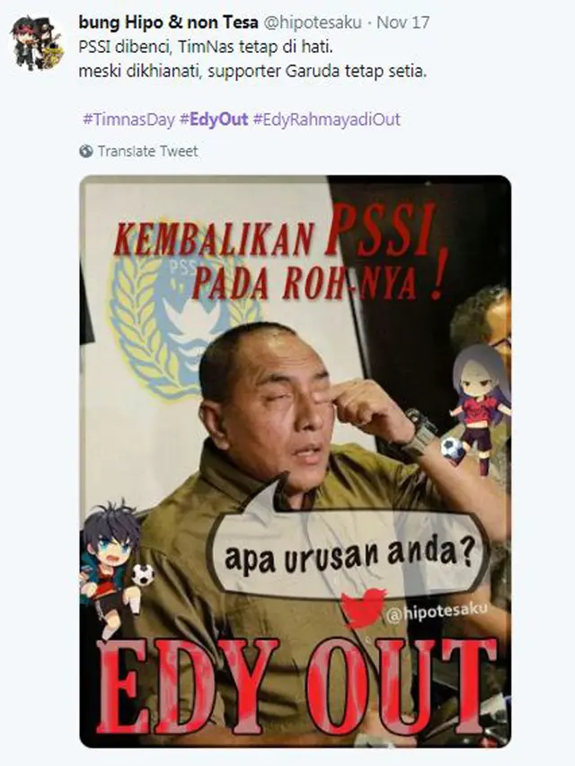 Warganet Kecewa Timnas Gagal AFF 2018, Meme Edy Out Banjiri Medsos