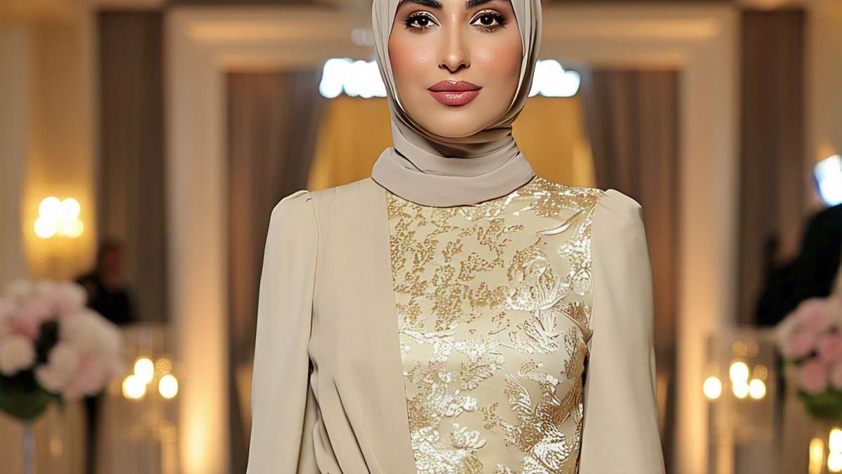 5 Model Gamis Polos Kombinasi Tekstur Elegan yang Cocok untuk Acara Formal