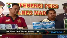 Praktek produksi air minum kemasan yang tidak memiliki izin edar dan tidak berstatus SNI dibongkar kepolisian polres madiun Jawa Timur.