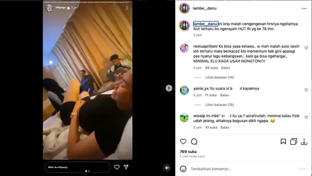 Mayang dan Lolly Unyu Tuai Kecaman Usai Dianggap Tidak Menghargai Karena Tertawakan Upacara HUT RI Ke-78 di Istana Negara. (instagram.com/lambe_danu)