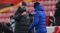 Manajer Liverpool, Jurgen Klopp Vs manajer Chelsea, Thomas Tuchel. (AFP/Laurence Griffiths)