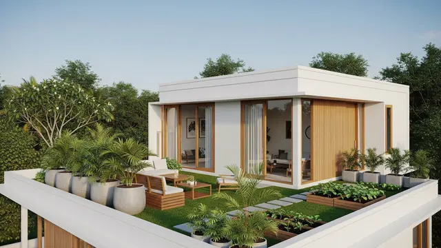Model Rumah Minimalis dengan Atap Datar dan Rooftop Kecil