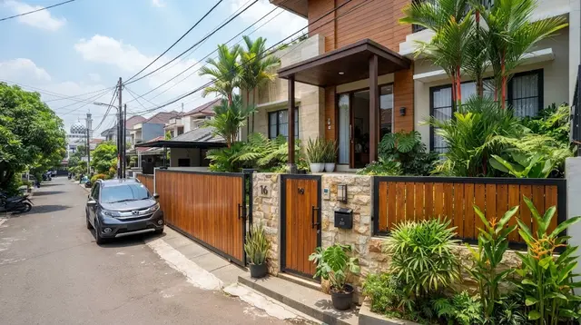 8 Model Pagar Kombinasi Kayu dan Batu untuk Fasad Natural, Hunian Jadi Tampil Segar Kekinian
