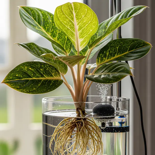 Tanaman Aglaonema (Chinese Evergreen) Hidroponik (Gemini AI)