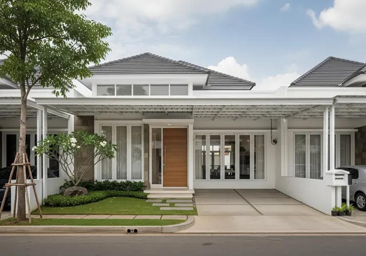 Minimalis Modern Tanpa Tiang/rumah dengan carport baja ringan modern minimalis (Sumber: gemini.com)
