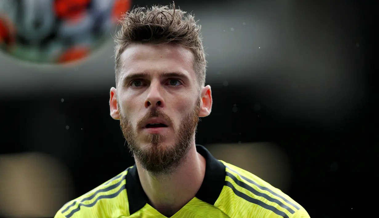 David De Gea. Kiper Manchester United ini adalah seorang striker yang mampu mencetak banyak gol saat berusia di bawah 14 tahun ketika bermain untuk klub masa kecilnya. (AFP/Adrian Dennis)