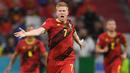 Kevin De Bruyne. Pada putaran final Piala Dunia 2022, Grup F dihuni oleh Belgia, Kanada, Maroko dan Kroasia. Gelandang serang Belgia berusia 31 tahun, Kevin De Bruyne menjadi pemain dengan nilai pasar tertinggi dari seluruh pemain di Grup F dengan nilai 85 juta Euro atau hampir setara Rp1,3 triliun. Bersama Timnas Belgia ia telah mengoleksi 91 caps dengan torehan 24 gol dan 45 assist sejak melakukan debut pada 11 Agustus 2010. (AFP/Pool/Andreas Gebert)