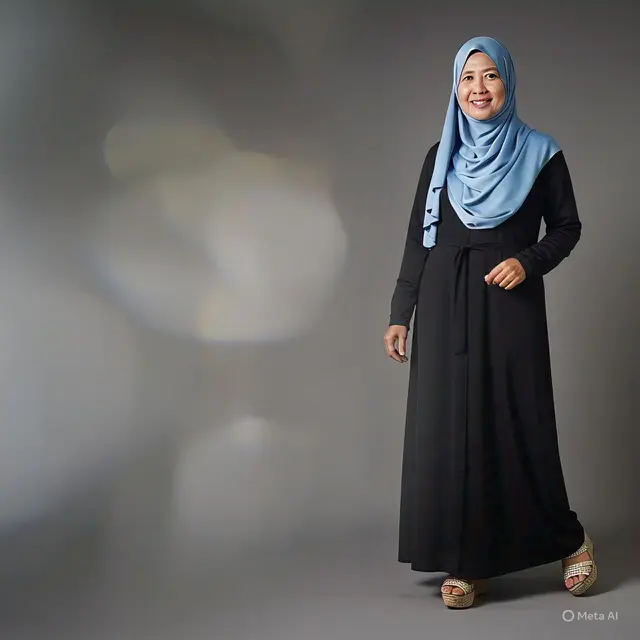 Model Gamis Warna Hitam Kombinasi untuk Usia 40an/Meta AI