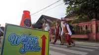 Program Walk to School yang berjalan di Kota Bandung dinilai tak hanya bisa mengurangi kemacetan, tetapi juga bisa mendatangkan kegembiraan. (Liputan6.com/Huyogo Simbolon)