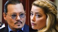 Johnny Depp dan Amber Heard dalam persidangan. (AP Photos/Steve Helber, Pool)