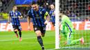 Lautaro Martinez menjadi bintang dalam laga Inter Milan vs AS Monaco di Liga Champions. (AP Photo/Luca Bruno)