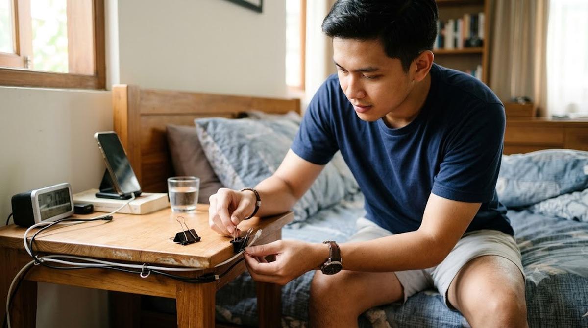 Cara Menata Kabel Charger di Samping Tempat Tidur