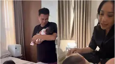 Sempat ditinggal sepekan ke London, Inggris, Raffi Ahmad dan Nagita Slavina akhirnya kembali bertemu dengan bayi Lily. Mereka terlihat melepas rindu. (Liputan6.com/IG/@raffinagita1717)