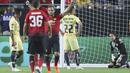 Juan Matta merayakan golnya ke gawang Club America pada laga uji coba di University of Phoenix Stadium, Glendale, Arizona, (19/7/2018). MU dan Club America bermain imbang 1-1. (AP/Ralph Freso)