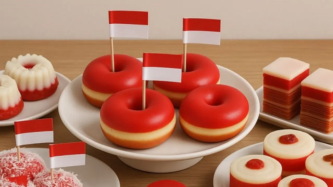 Ilustrasi Kue Bernuansa Merah Putih (Credit: ChatGPT)